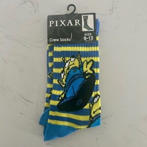 Disney Pixar Blue & Yellow Alien Crew Socks (Size 9-13), Disney, Unisex- NWT